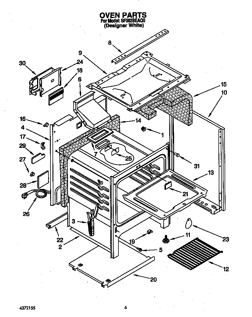 Whirlpool SF302BEAQ0 oven diagram
