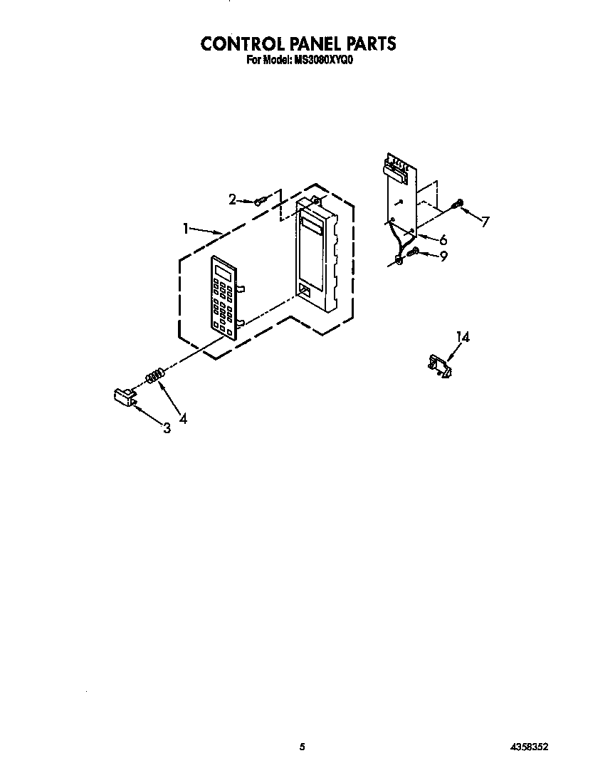 Whirlpool MS3080XY0 control panel diagram