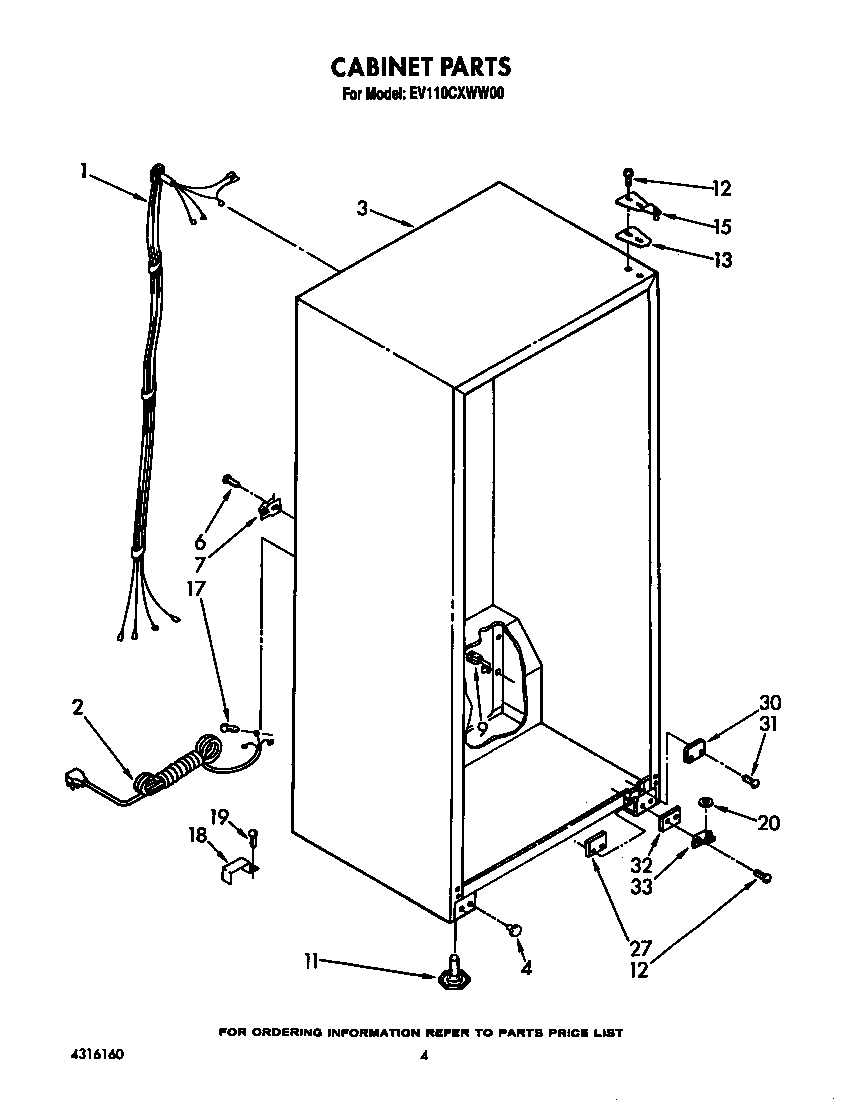 Whirlpool EV110CXWW00 cabinet diagram