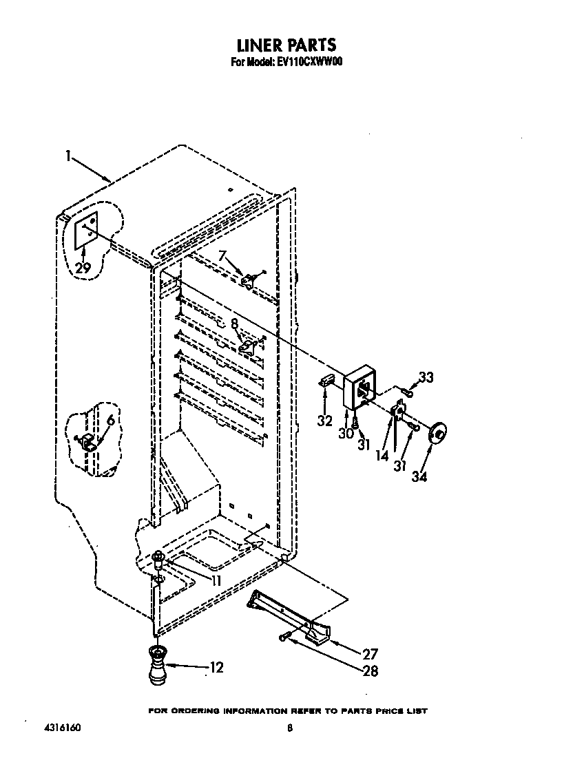 Whirlpool EV110CXWW00 liner diagram