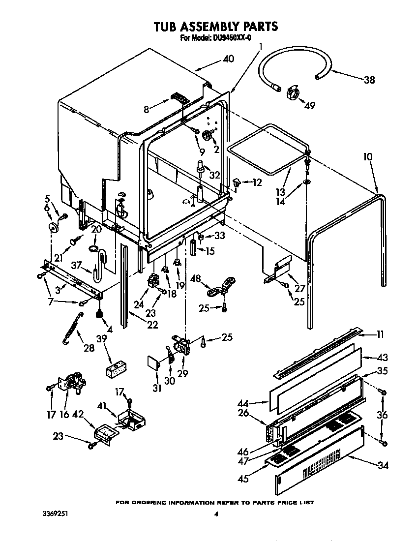 Whirlpool DU9450XX0 tub assembly diagram