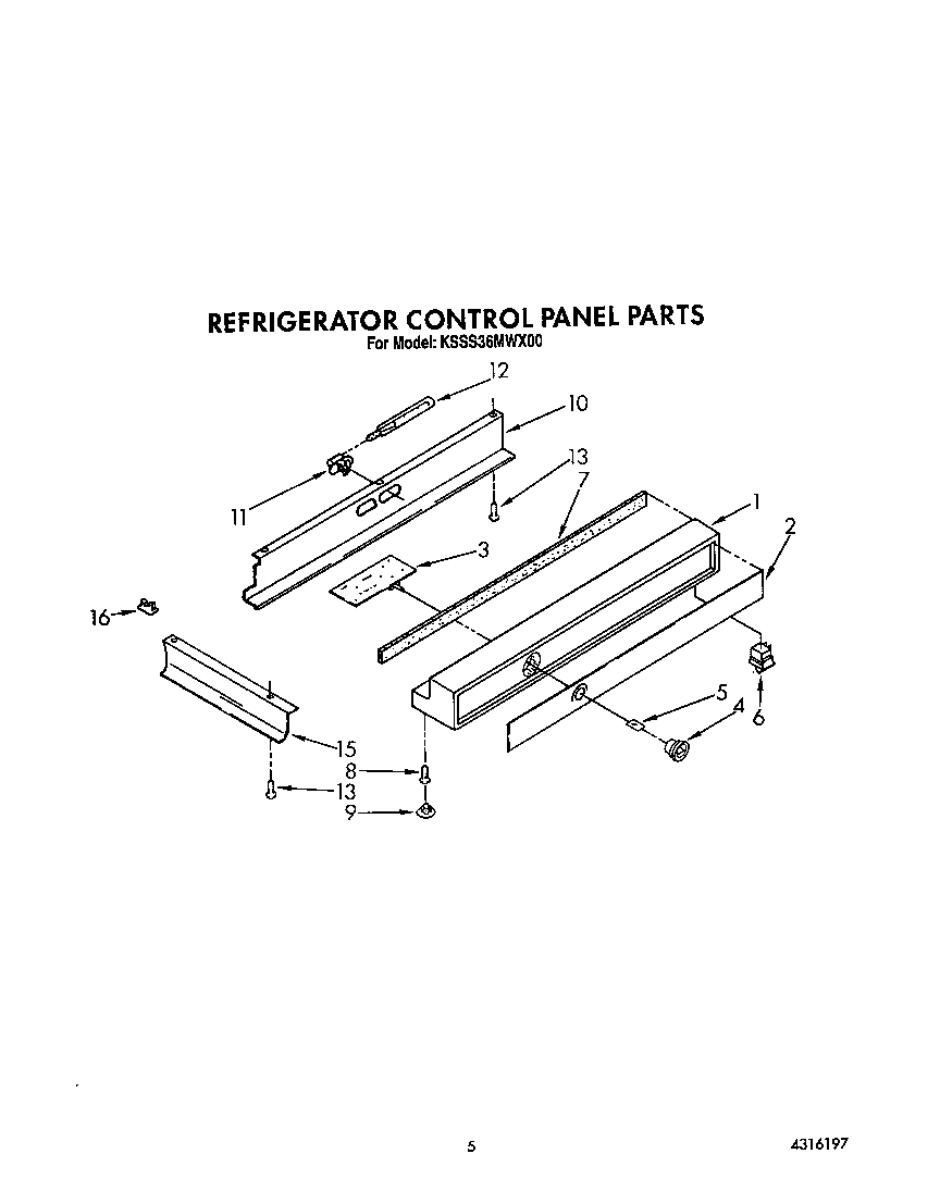 KitchenAid KSSS36MWX00 refrigerator control panel diagram