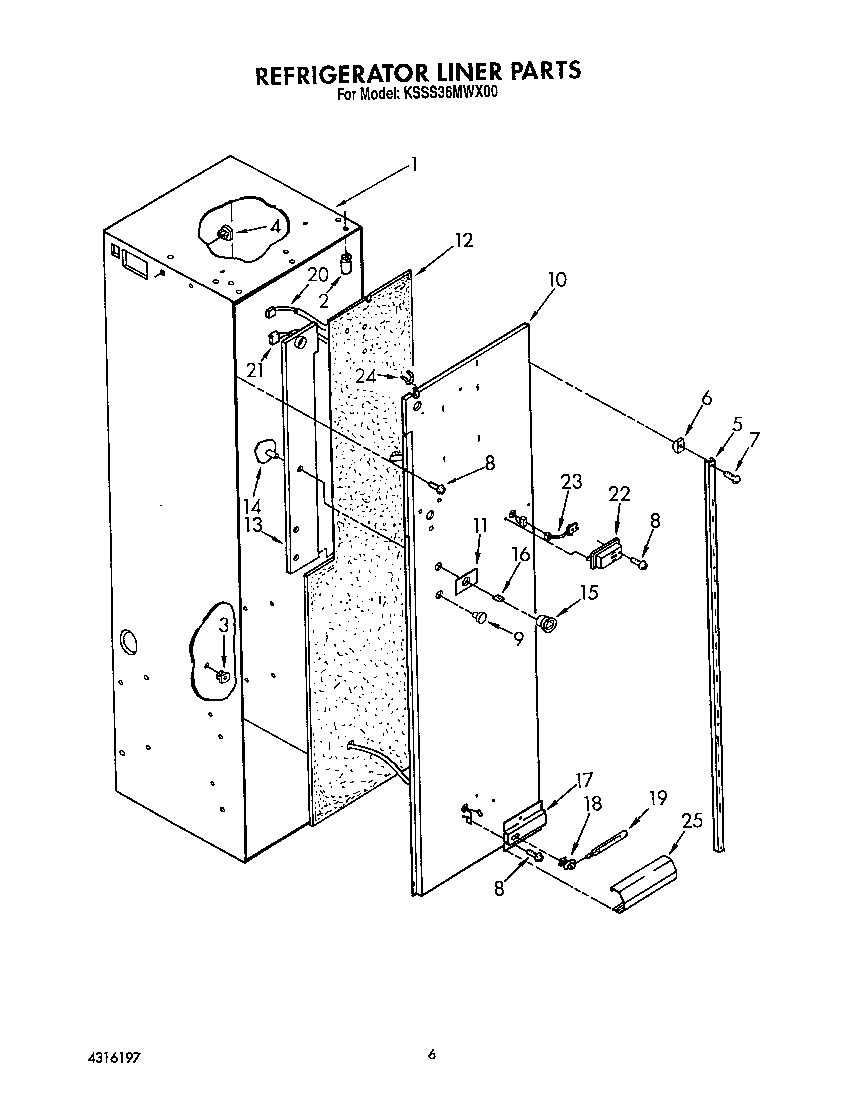 KitchenAid KSSS36MWX00 refrigerator liner diagram