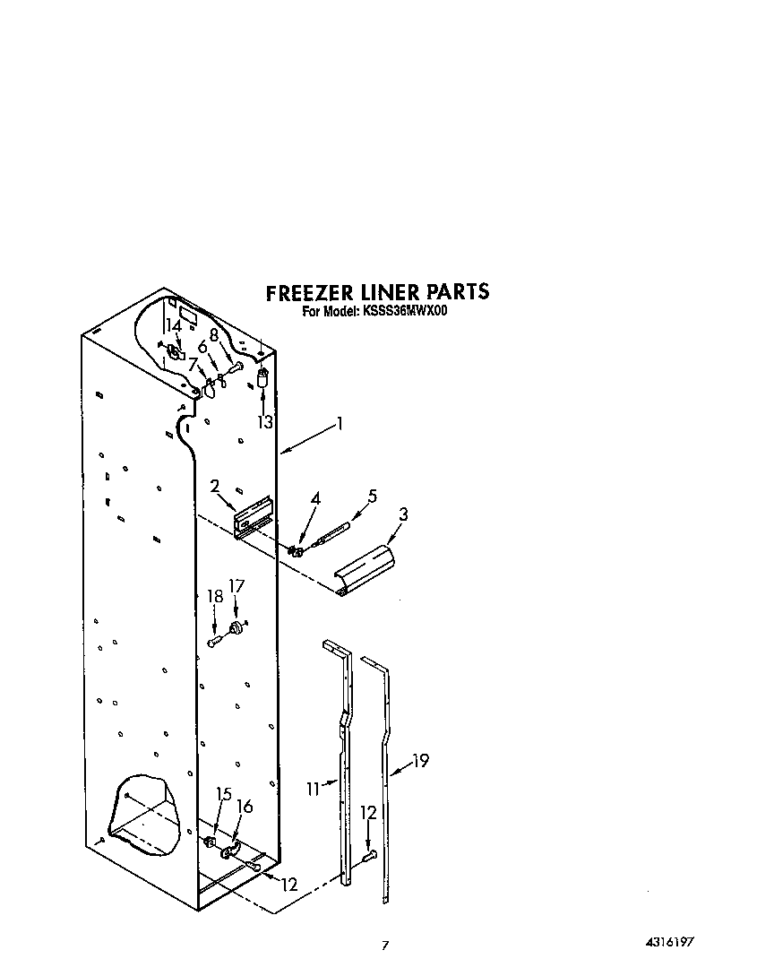 KitchenAid KSSS36MWX00 freezer liner diagram