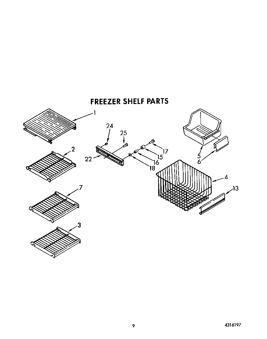 KitchenAid KSSS36MWX00 freezer shelf diagram