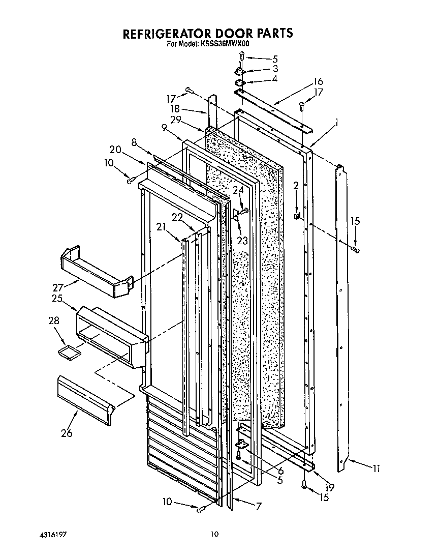 KitchenAid KSSS36MWX00 refrigerator door diagram