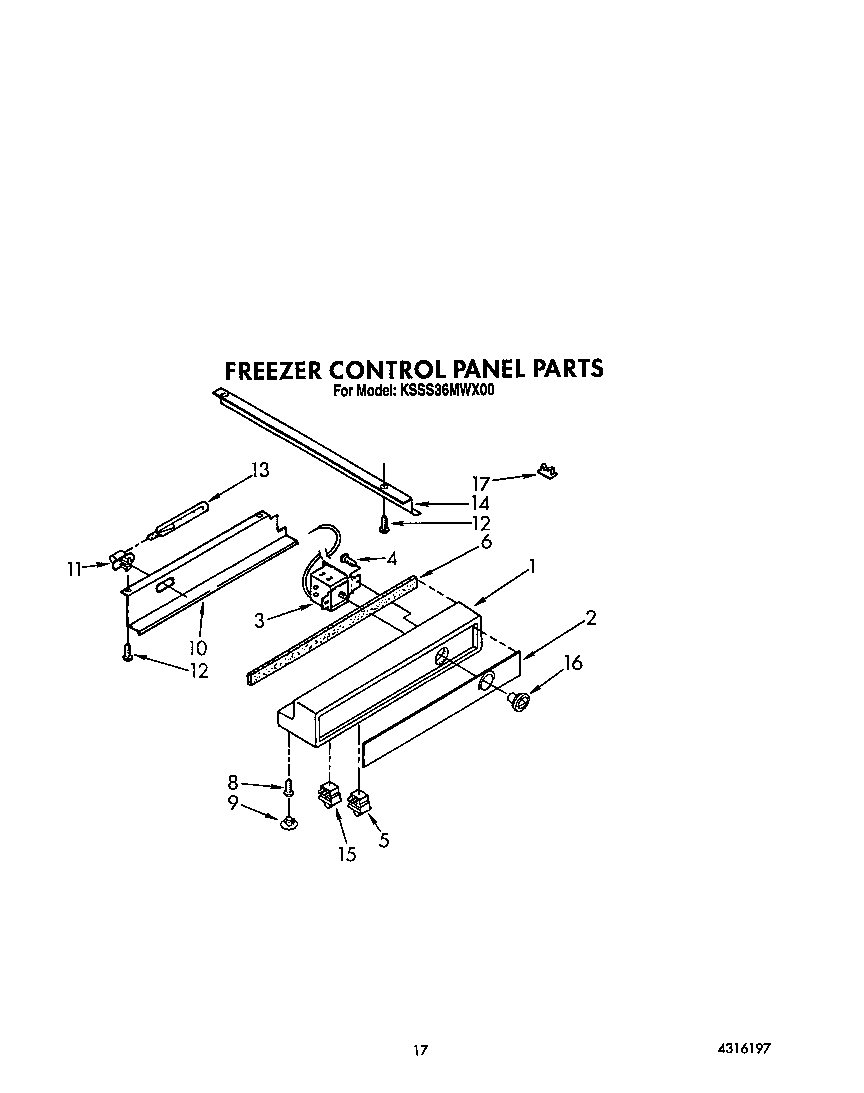 KitchenAid KSSS36MWX00 freezer control panel diagram