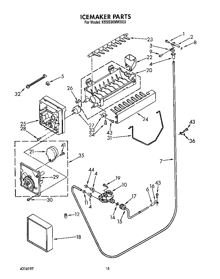 KitchenAid KSSS36MWX00 icemaker diagram