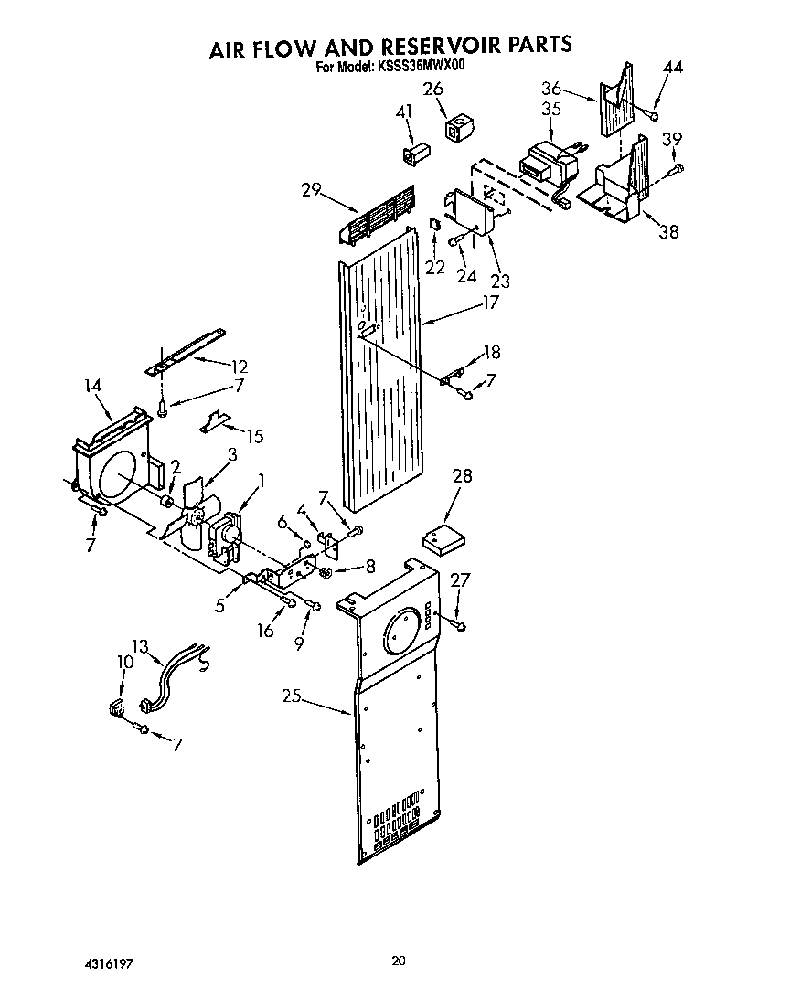 KitchenAid KSSS36MWX00 air flow and reservoir diagram