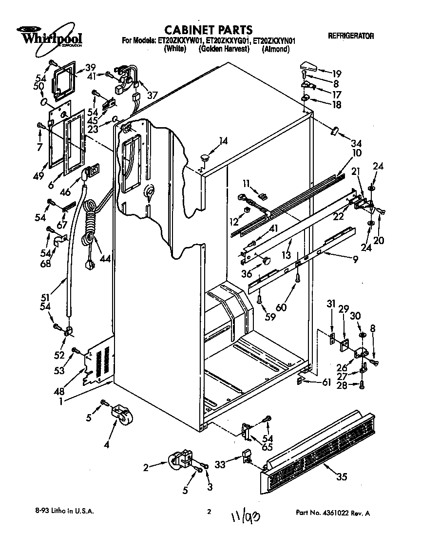 Whirlpool ET20ZKXYW01 cabinet diagram