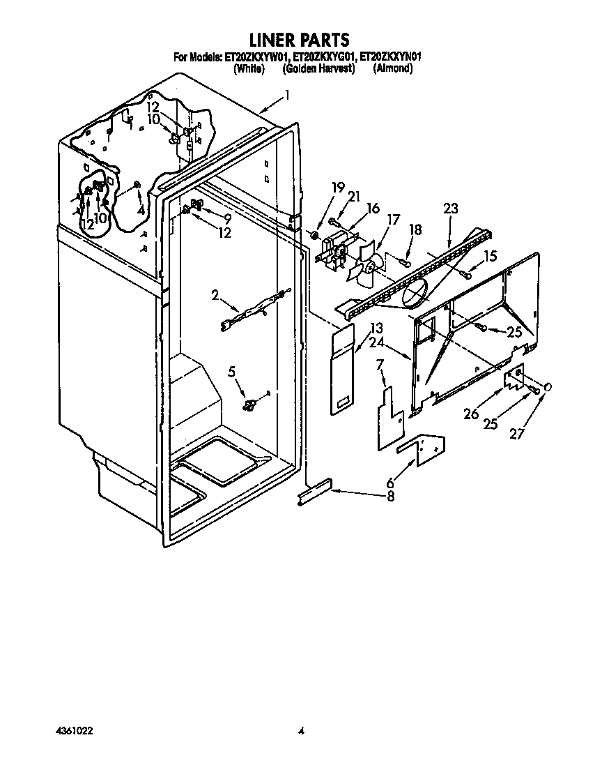 Whirlpool ET20ZKXYW01 liner diagram