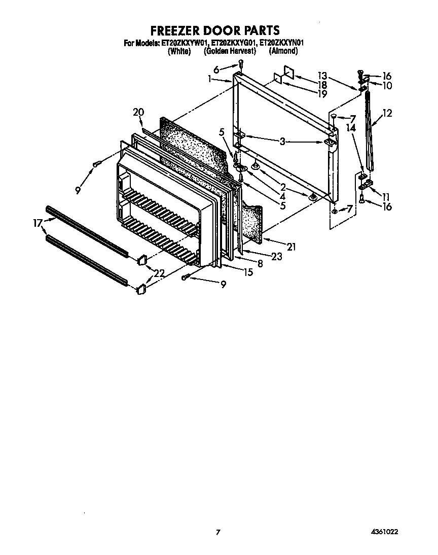 Whirlpool ET20ZKXYW01 freezer door diagram