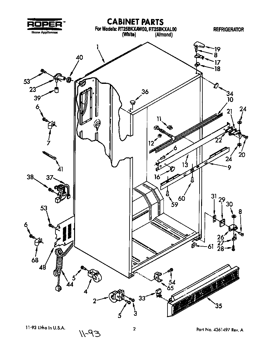 Roper RT25BKXAW00 cabinet diagram