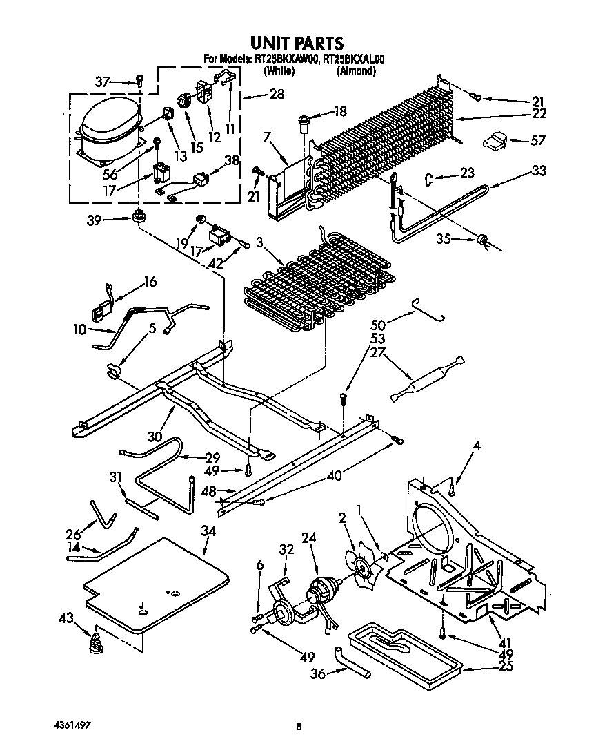 Roper RT25BKXAW00 unit diagram