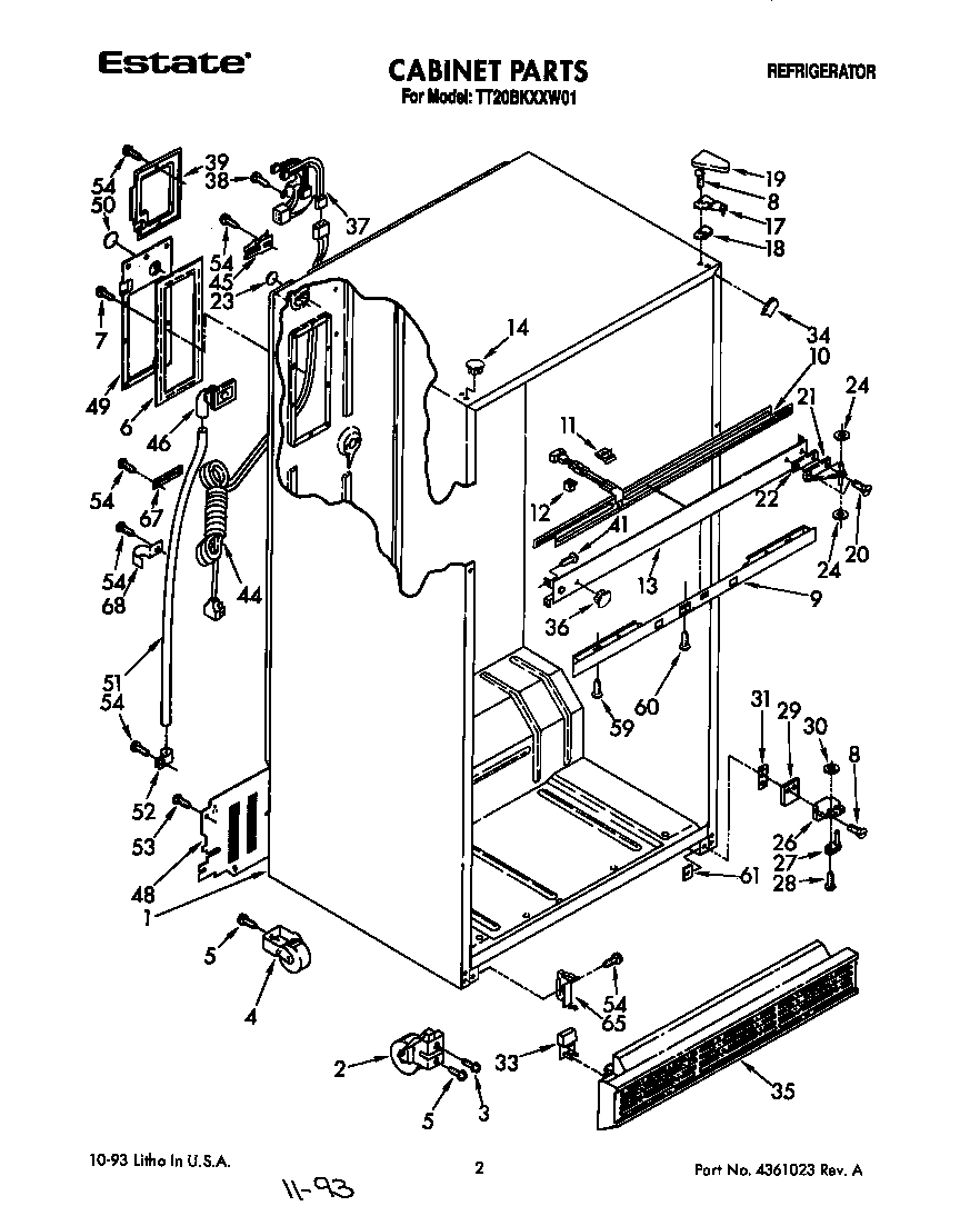 Whirlpool TT20BKXXW01 cabinet diagram