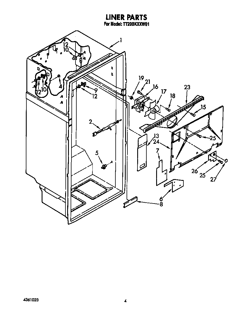 Whirlpool TT20BKXXW01 liner diagram