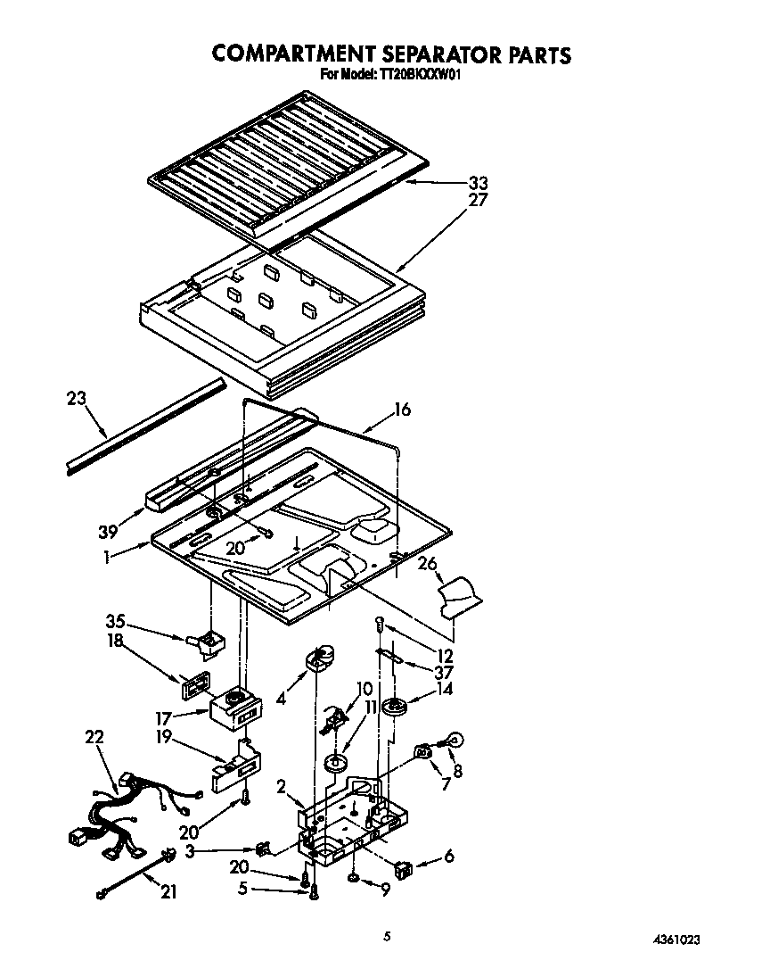 Whirlpool TT20BKXXW01 compartment separator diagram