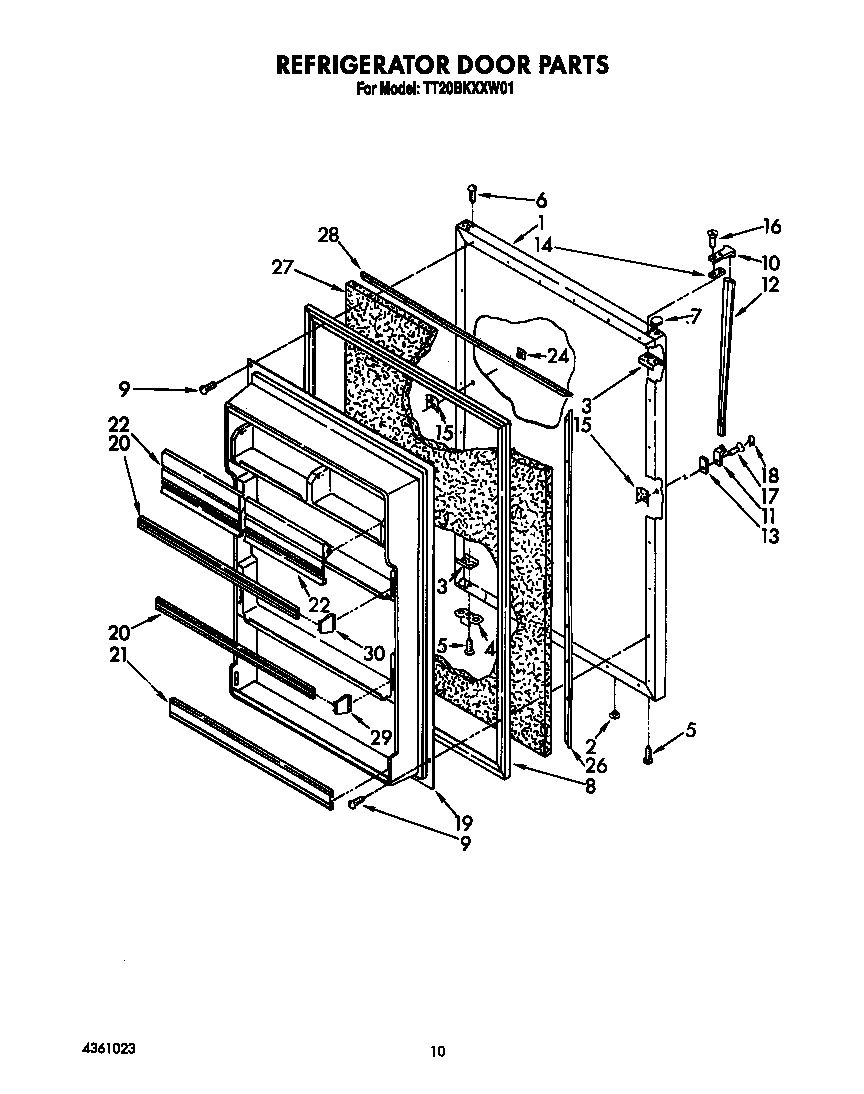 Whirlpool TT20BKXXW01 refrigerator door diagram