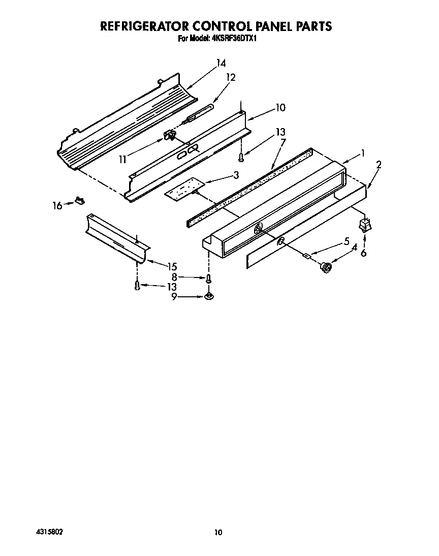 KitchenAid 4KSRF36DTX1 refrigerator control panel diagram