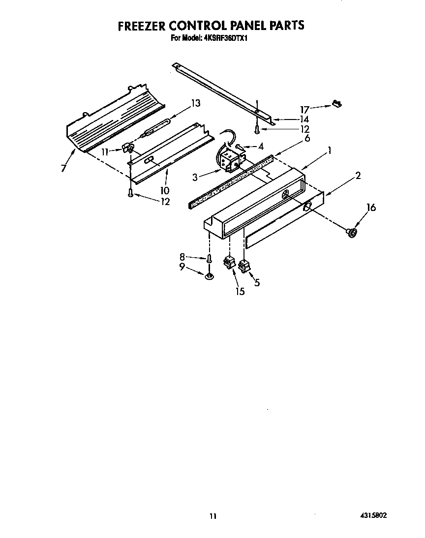 KitchenAid 4KSRF36DTX1 freezer control panel diagram