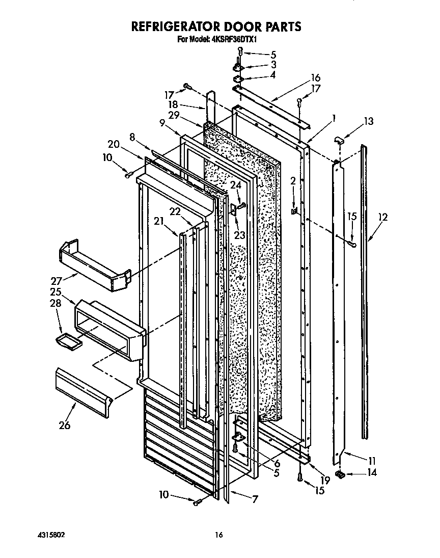 KitchenAid 4KSRF36DTX1 refrigerator door diagram