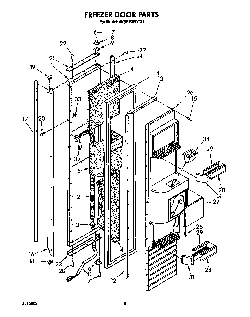 KitchenAid 4KSRF36DTX1 freezer door diagram