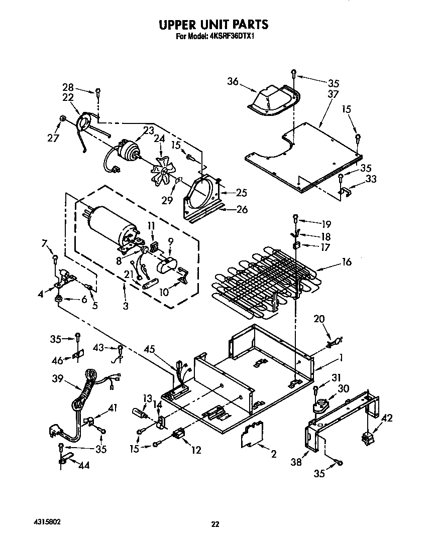 KitchenAid 4KSRF36DTX1 upper unit diagram