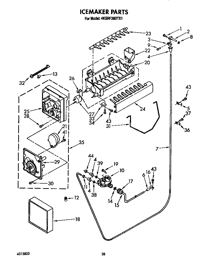 KitchenAid 4KSRF36DTX1 icemaker diagram