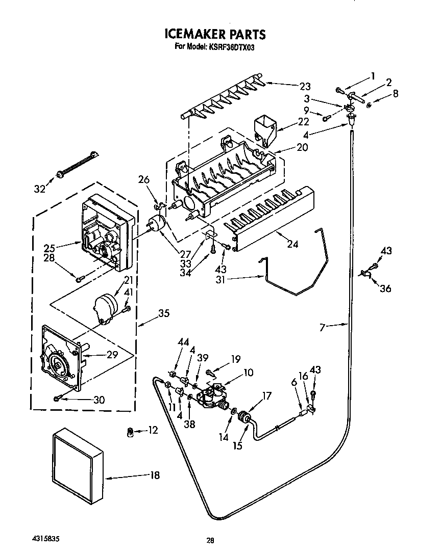 KitchenAid KSRF36DTX03 icemaker diagram
