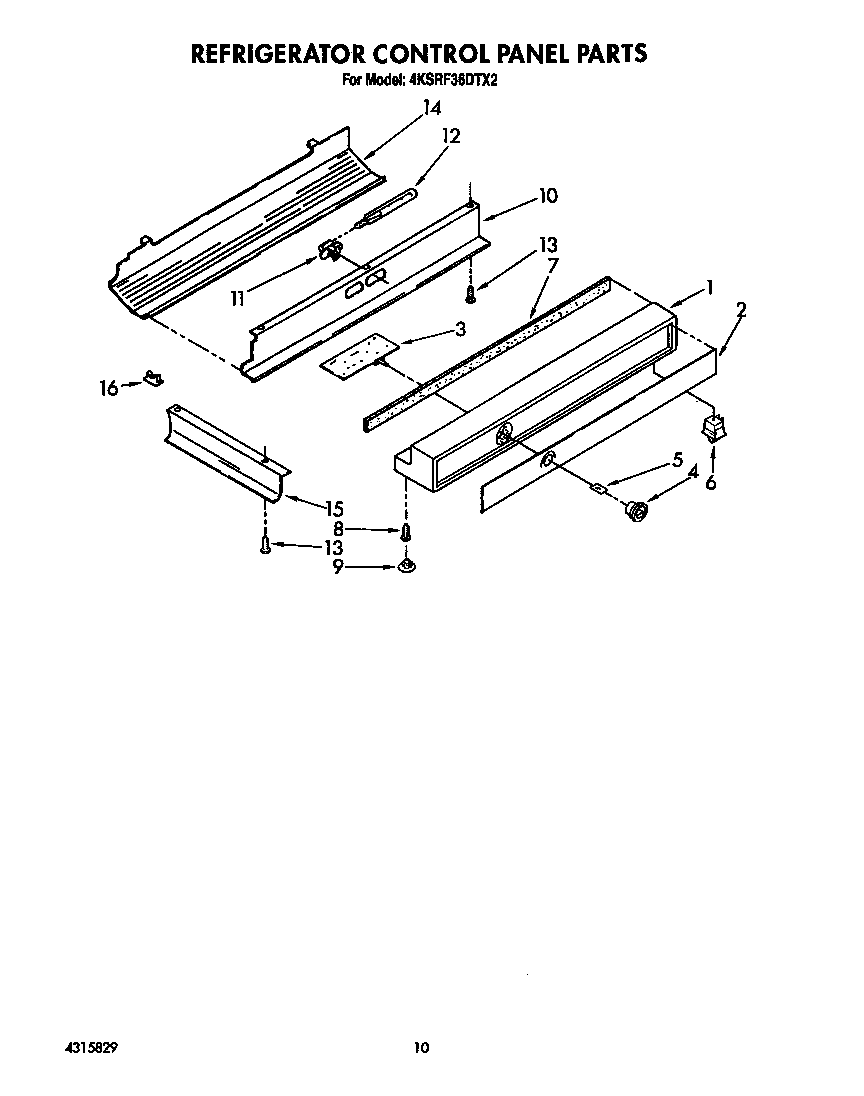 KitchenAid 4KSRF36DTX2 refrigerator control panel diagram