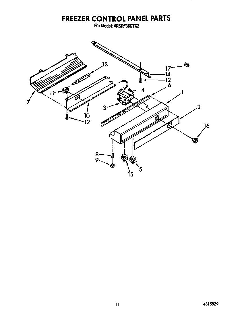 KitchenAid 4KSRF36DTX2 freezer control panel diagram