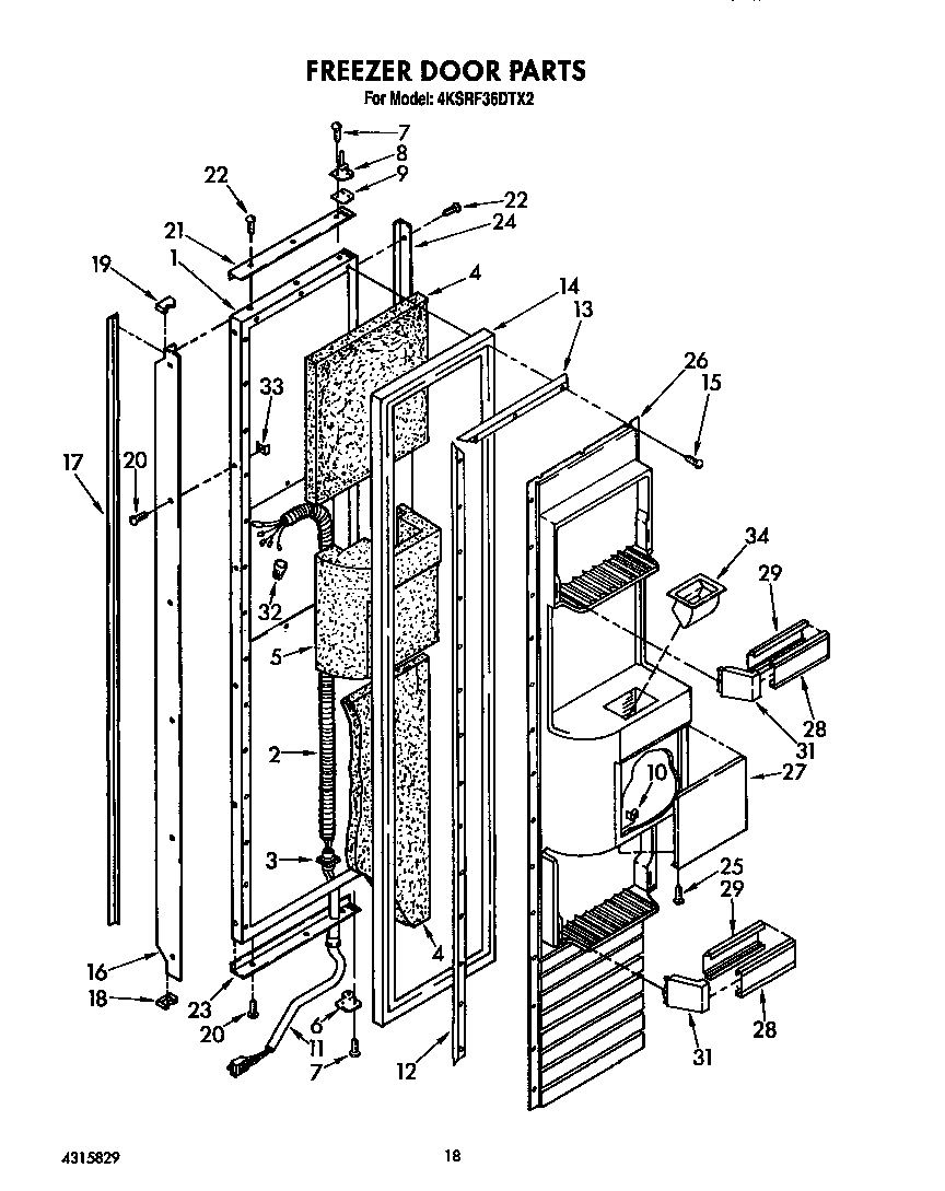 KitchenAid 4KSRF36DTX2 freezer door diagram