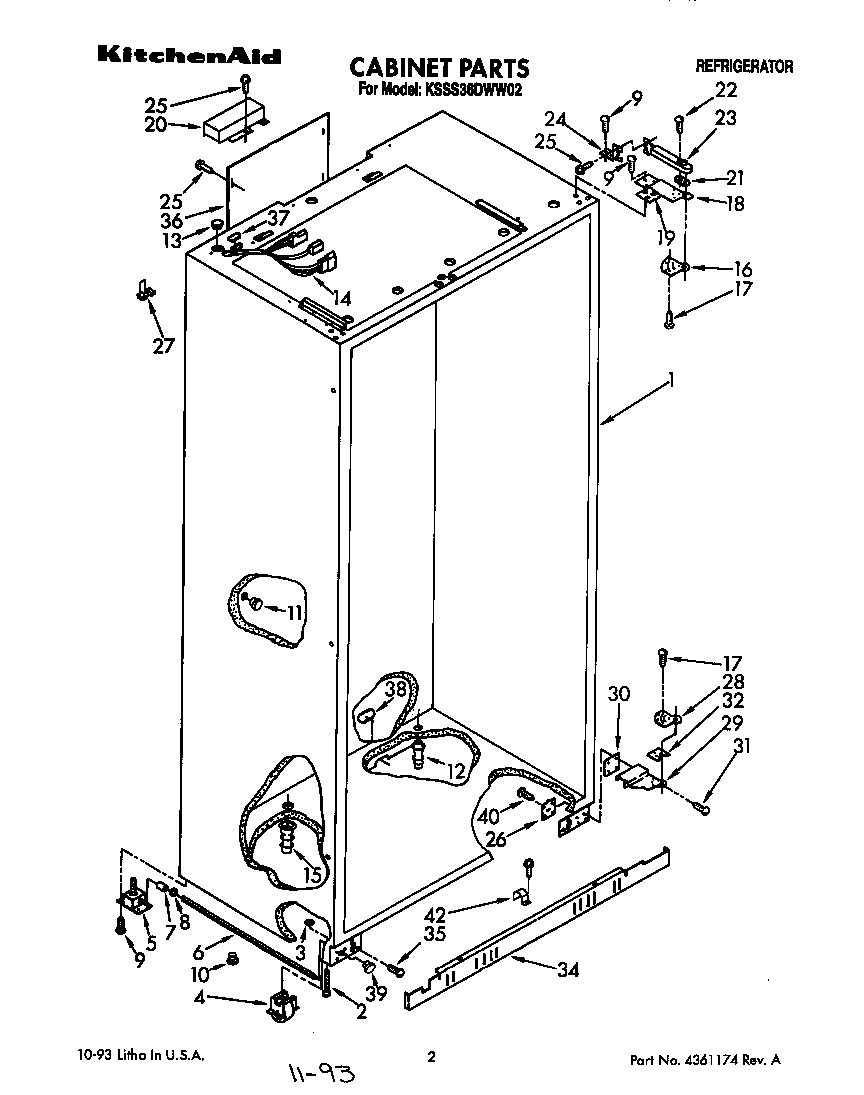 KitchenAid KSSS36DWW02 cabinet diagram