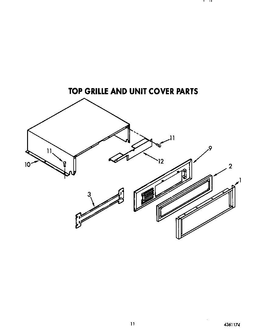KitchenAid KSSS36DWW02 top grille and unit cover diagram