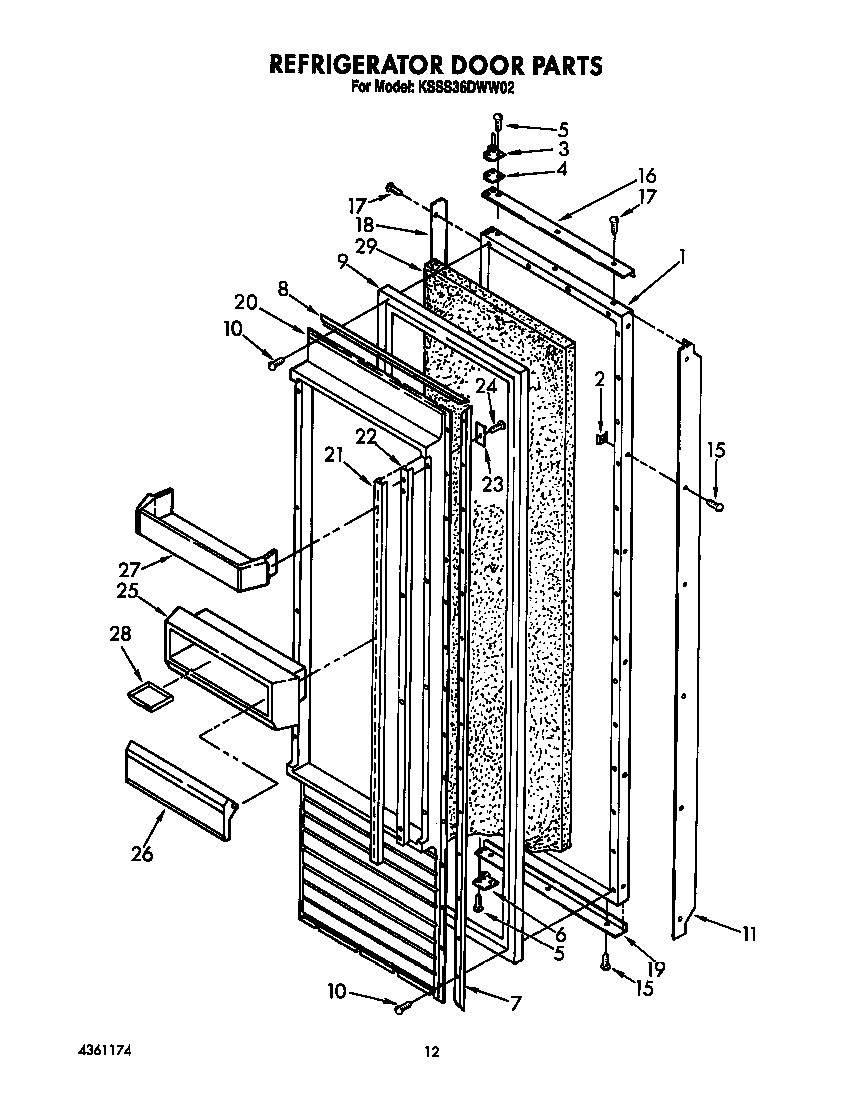 KitchenAid KSSS36DWW02 refrigerator door diagram