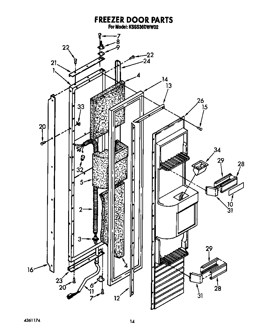 KitchenAid KSSS36DWW02 freezer door diagram