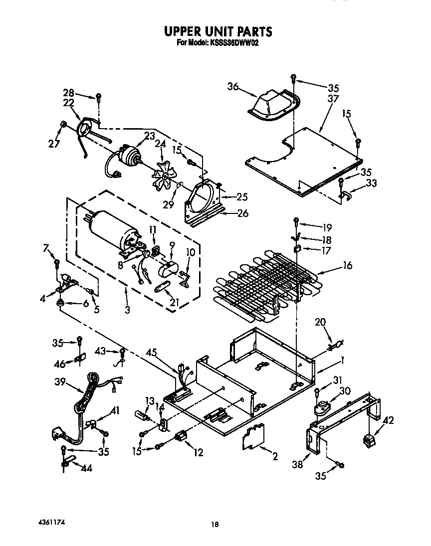 KitchenAid KSSS36DWW02 upper unit diagram