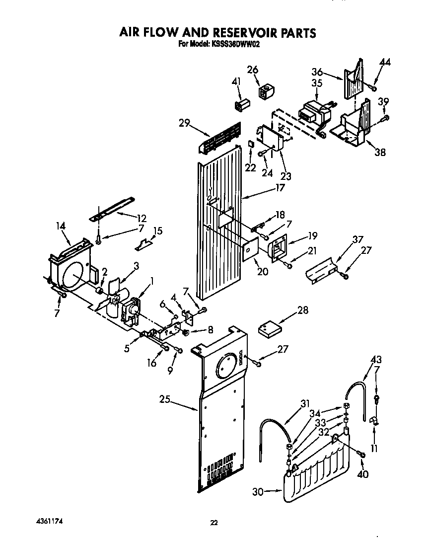 KitchenAid KSSS36DWW02 air flow and reservoir diagram