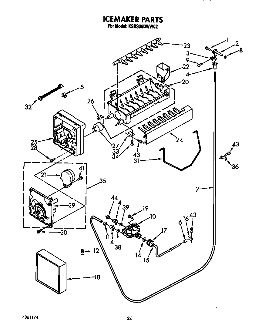 KitchenAid KSSS36DWW02 icemaker diagram