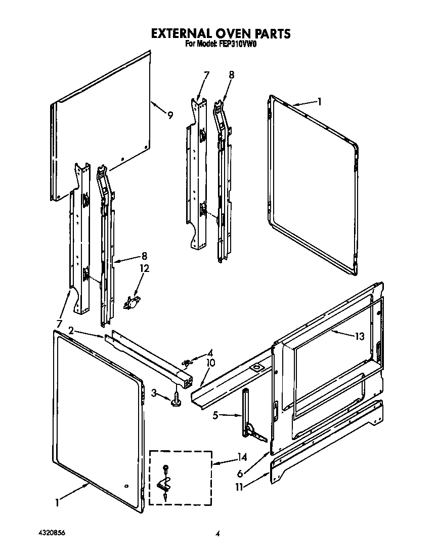 Roper FEP310VW0 external oven diagram