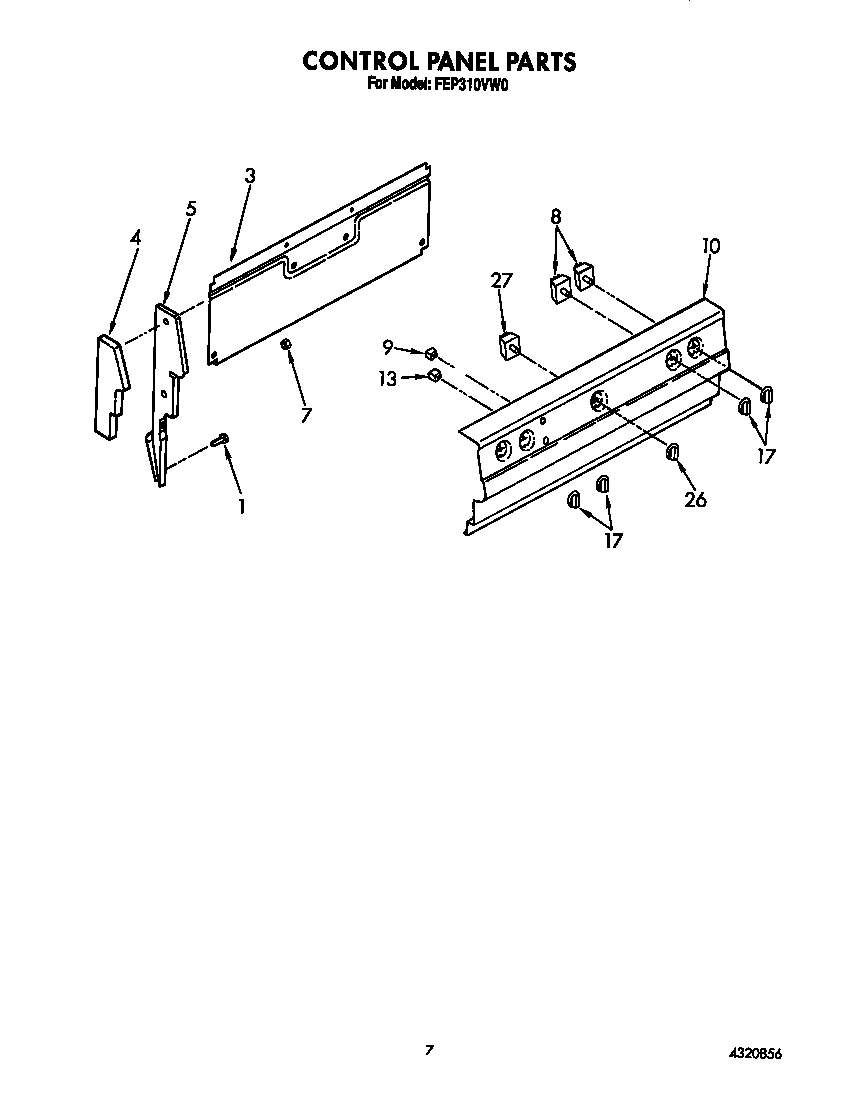 Roper FEP310VW0 control panel diagram