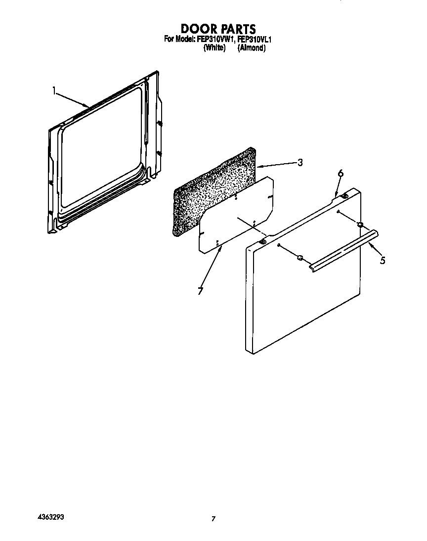 Roper FEP310VW1 door diagram