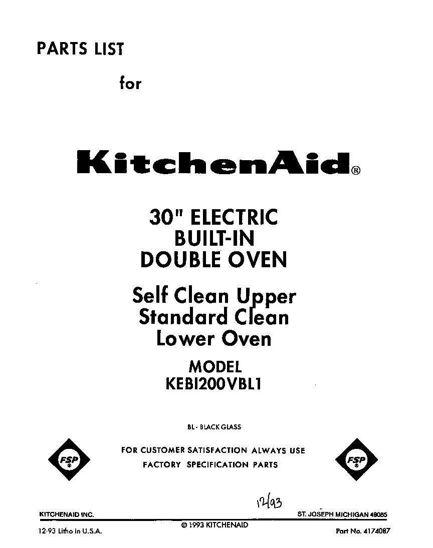 KitchenAid KEBI200VBL1 front cover diagram