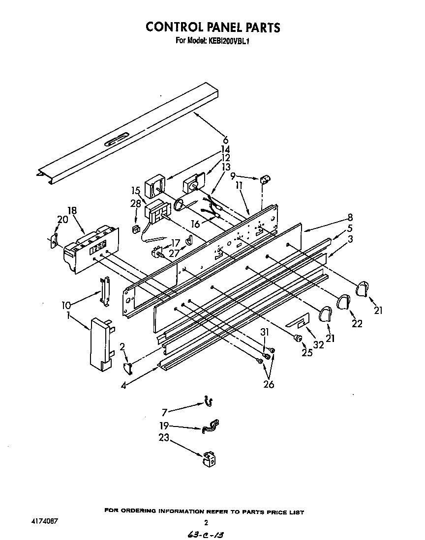 KitchenAid KEBI200VBL1 control panel diagram