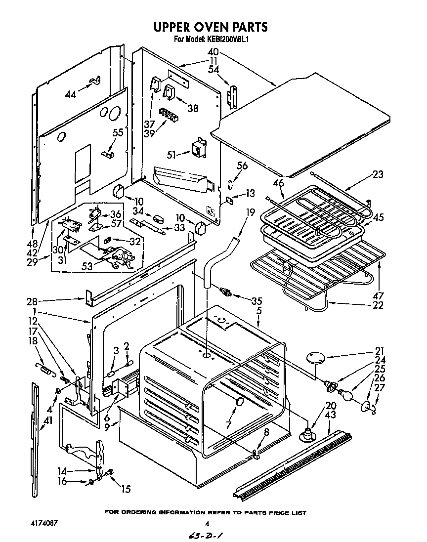KitchenAid KEBI200VBL1 upper oven diagram