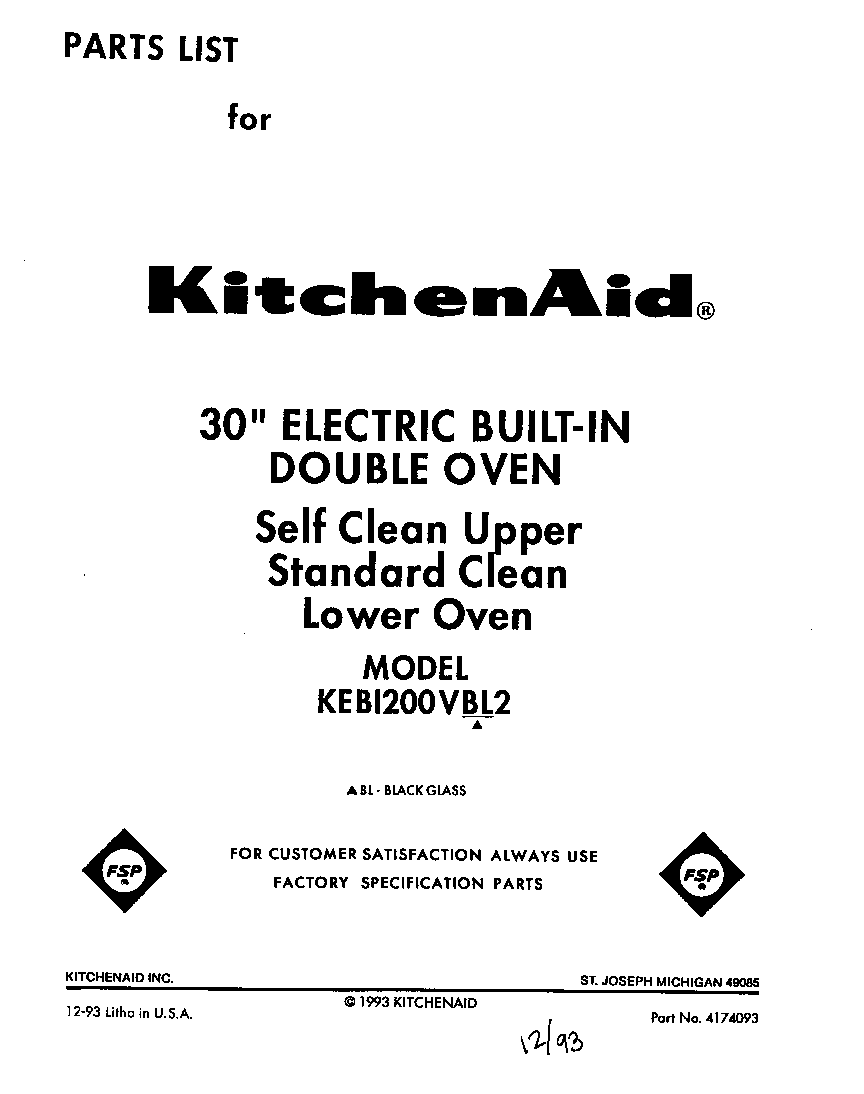KitchenAid KEBI200VBL2 front cover diagram
