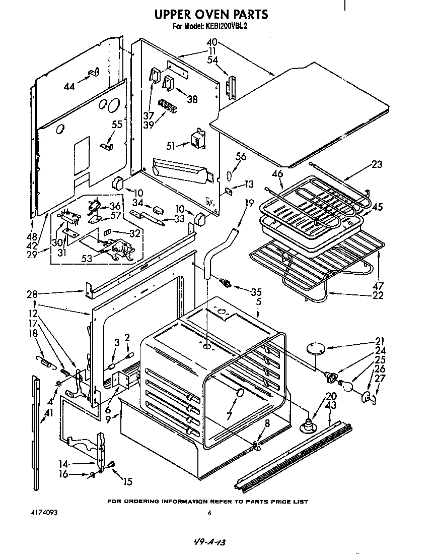 KitchenAid KEBI200VBL2 upper oven diagram