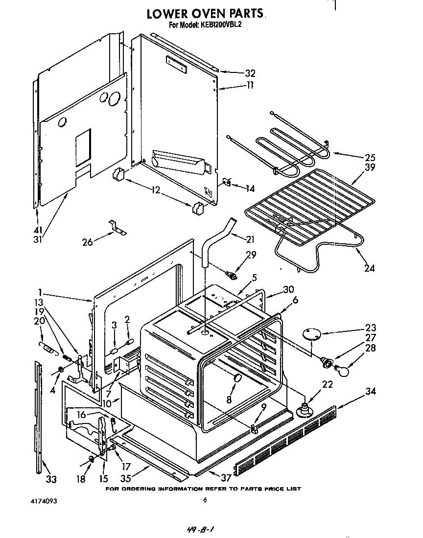 KitchenAid KEBI200VBL2 lower oven diagram