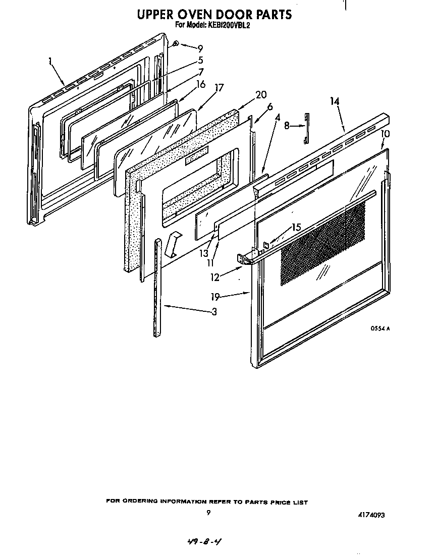 KitchenAid KEBI200VBL2 upper over door diagram