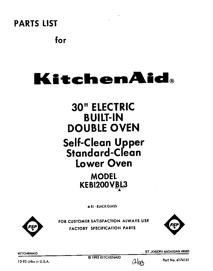 KitchenAid KEBI200VBL3 front cover diagram